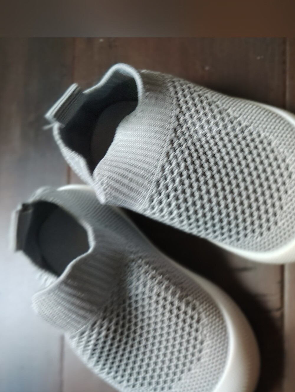 Kids Knit Slip-On Sneakers in Light Gray